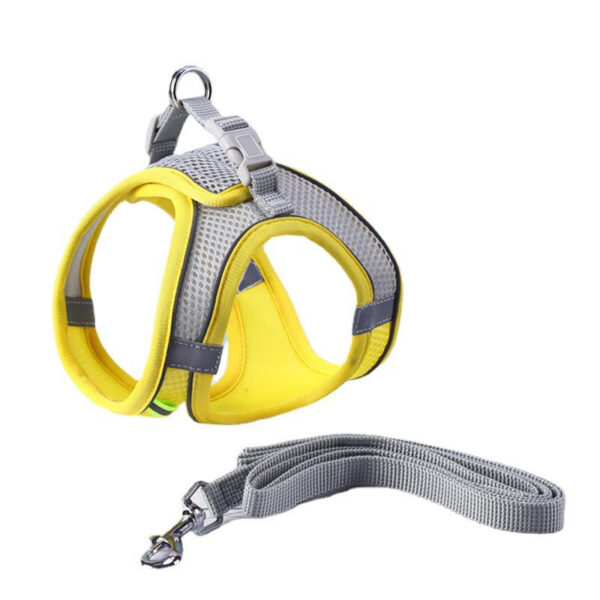 Adjustable Reflective Breathable Mesh Pet Harness for Cats and Dogs with Leash for Outdoor Use - Image 4