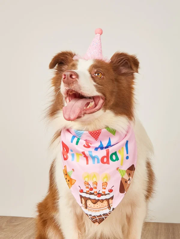 Dog Happy Birthday Decoration Dog Costume Hats Bowknot Bandana Neckerchief Bibs Banners Party Cat Dog Pets Accessories Perros - Image 2