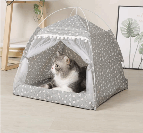 Hot Sale Pet Dog Cat Teepee Tent Bed Puppy Tent Indoor Pet Tentstripe Canvas Teepee For Pet Cage Tent - Image 7