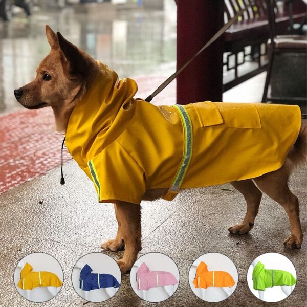 Large Dog Raincoat - Poncho Style Reflective Strip Pet Raincoat Windproof Waterproof Dog Hooded Raincoat - Image 5