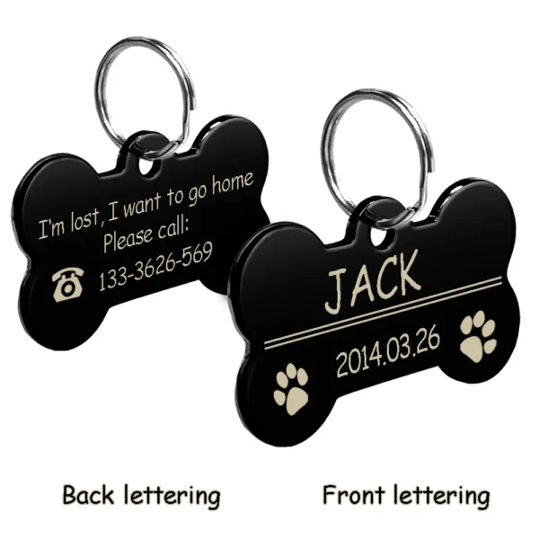Personalized Dog Tags Engraved Cat Puppy Pet ID Name Collar Tag Pendant Pet Accessories Bone/Paw Glitter - Image 11