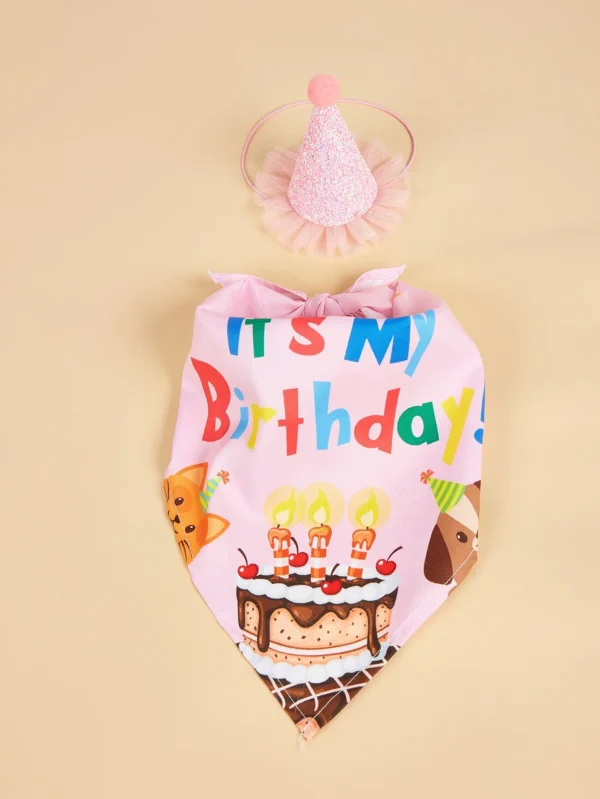 Dog Happy Birthday Decoration Dog Costume Hats Bowknot Bandana Neckerchief Bibs Banners Party Cat Dog Pets Accessories Perros - Image 6