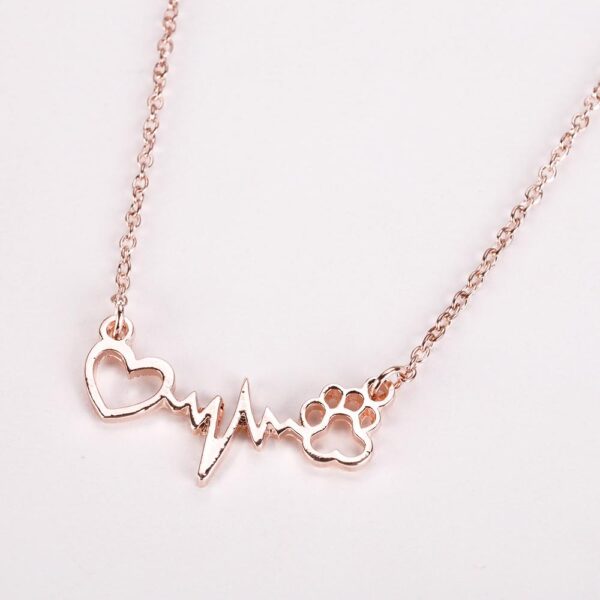 Pets Dogs Footprints Paw Heart Love Chain Pendant Necklace - Image 5