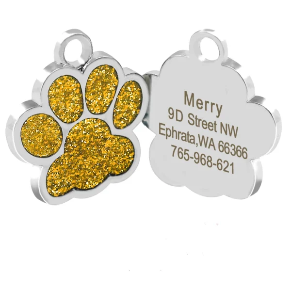 Personalized Dog Tags Engraved Cat Puppy Pet ID Name Collar Tag Pendant Pet Accessories Bone/Paw Glitter - Image 9