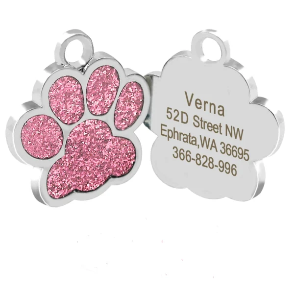 Personalized Dog Tags Engraved Cat Puppy Pet ID Name Collar Tag Pendant Pet Accessories Bone/Paw Glitter - Image 14