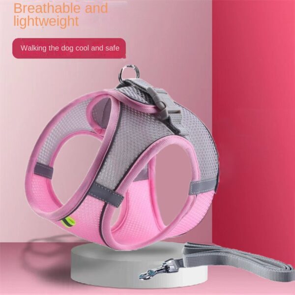 Adjustable Reflective Breathable Mesh Pet Harness for Cats and Dogs with Leash for Outdoor Use - Image 2