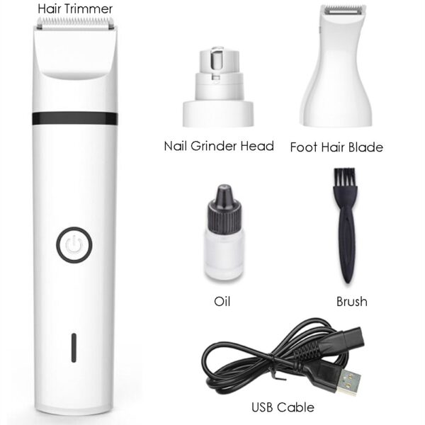 3-in-1 Pet Grooming Kit – USB Rechargeable Dog & Cat Hair Trimmer with Nail Grinder & Paw Clipper - Image 2
