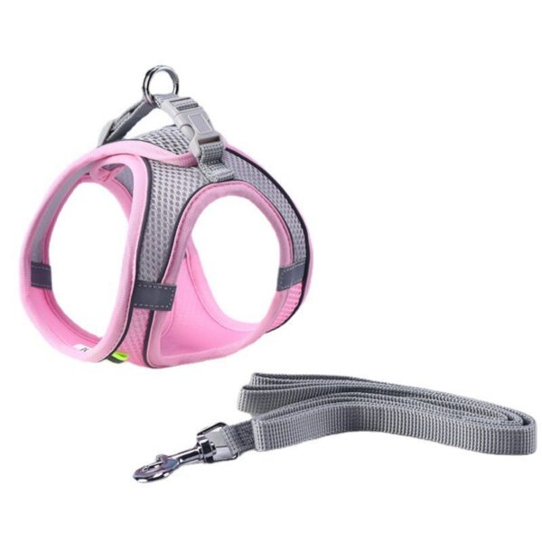 Adjustable Reflective Breathable Mesh Pet Harness for Cats and Dogs with Leash for Outdoor Use - Image 5