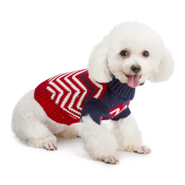 Dog Sweater Pet Knit Sweater Contrast Color Wave Pet Sweater Pet Clothes - Image 2