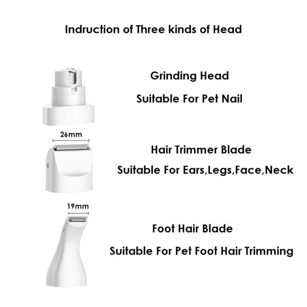 3-in-1 Pet Grooming Kit – USB Rechargeable Dog & Cat Hair Trimmer with Nail Grinder & Paw Clipper - Image 3