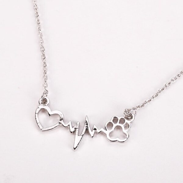Pets Dogs Footprints Paw Heart Love Chain Pendant Necklace - Image 4