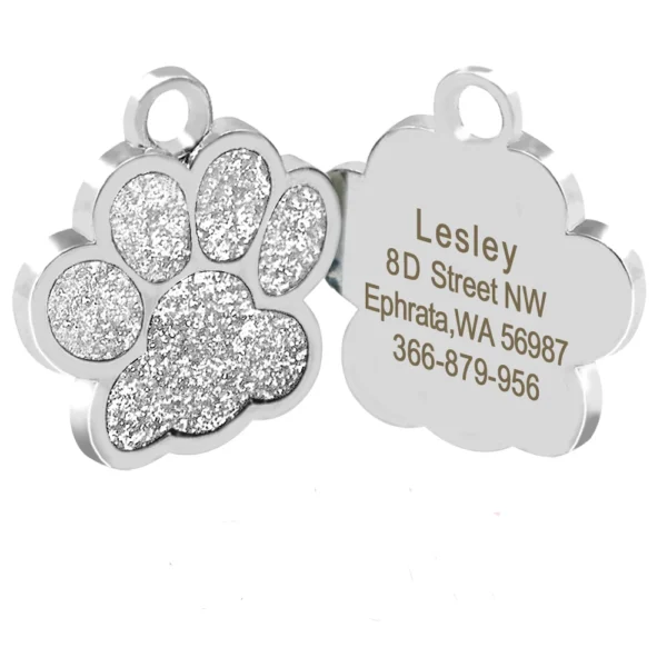 Personalized Dog Tags Engraved Cat Puppy Pet ID Name Collar Tag Pendant Pet Accessories Bone/Paw Glitter - Image 8
