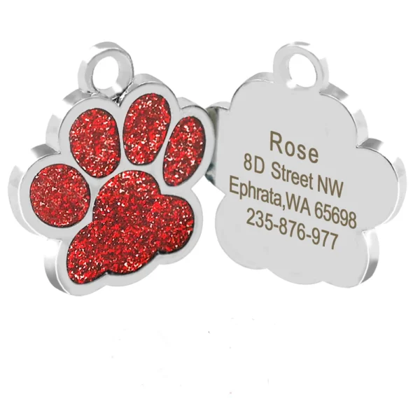 Personalized Dog Tags Engraved Cat Puppy Pet ID Name Collar Tag Pendant Pet Accessories Bone/Paw Glitter - Image 16
