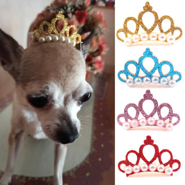 New Pet Products Cat Frog Clip Crown Pearl Head Teddy Pet Head Flower Hair Clip Pet Products Headwear - Image 4