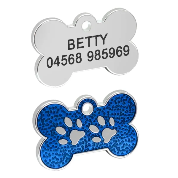 Personalized Dog Tags Engraved Cat Puppy Pet ID Name Collar Tag Pendant Pet Accessories Bone/Paw Glitter - Image 10