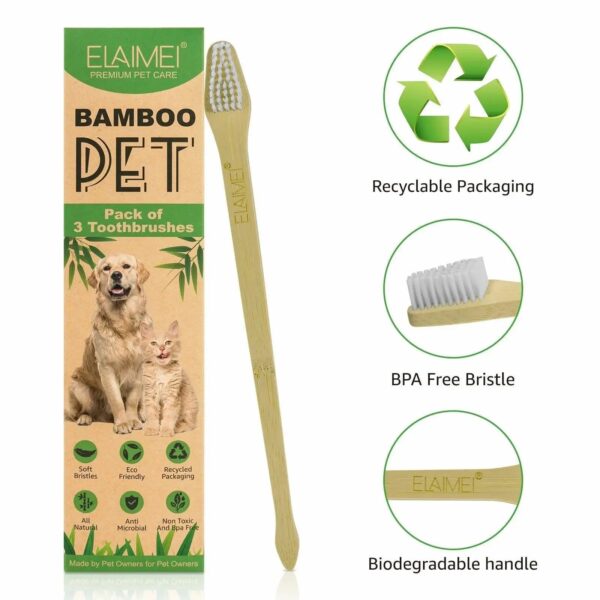 ELAIMEI Bamboo Pet Toothbrush Set - Image 4