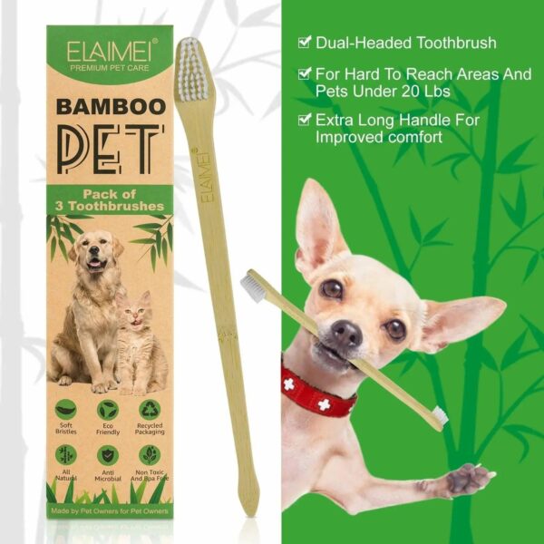ELAIMEI Bamboo Pet Toothbrush Set - Image 5
