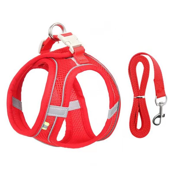 Adjustable Reflective Breathable Mesh Pet Harness for Cats and Dogs with Leash for Outdoor Use - Image 6