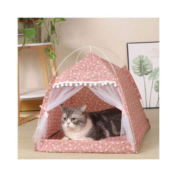 Hot Sale Pet Dog Cat Teepee Tent Bed Puppy Tent Indoor Pet Tentstripe Canvas Teepee For Pet Cage Tent - Image 3