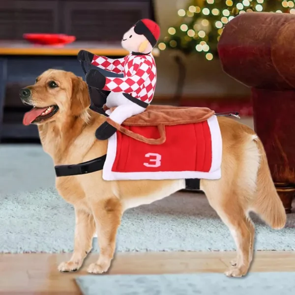 Pet Dog Santa Claus Riding Costume Pet Clothing Flannel Saddle-shaped Pet Cats Dogs Clothes - Image 2