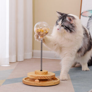 Interactive Cat Treat Dispenser Toy – Slow Feeder with Adjustable Holes, Catnip & Spring Design for Cats and Small Dogs