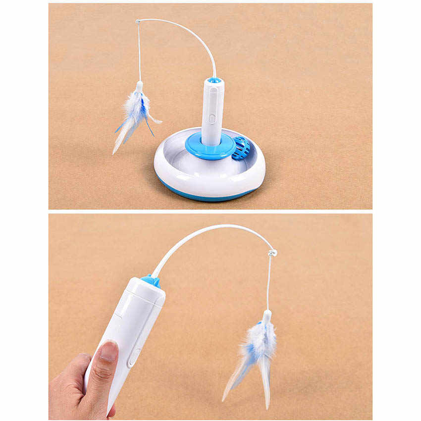 Pet Cat Toys Feather Teaser Detachable Electric Play with Cat 360 Spinning Chew Toys for Pets Puzzle Playing Toys - Image 4