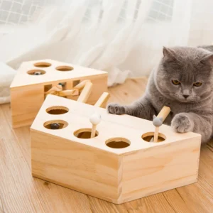 1pc Cat Toy Funny Wooden Durable Premium Funny Whack Mole Mouse for Pets Cat Whac-A-Mole Cat Kitty Pet Toys